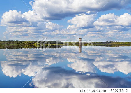Landscape on the river Vyg, Russiav 79025342