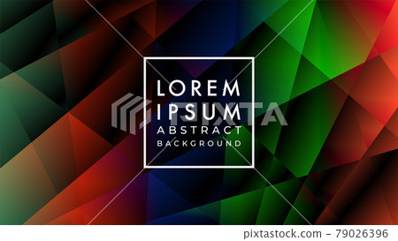 Random geometric pattern vector illustration. Dark multicolor gradient. Abstract patch background design template. Black green red orange blue 79026396