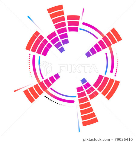 Color geometric circular neon equalizer. Eq round audio soundwaves. Vector illustration isolated on white background. 79026410