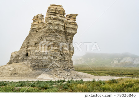 Castle Rock in Kansas prairie 79026840