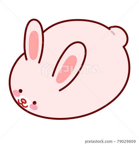 Simple and cute round rabbit illustration with main line Simple and cute round rabbit illustration with main line 79029809