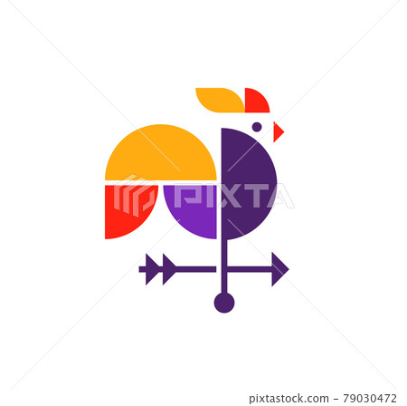Rooster Weather Vane Arrow modern geometric color vector	 79030472