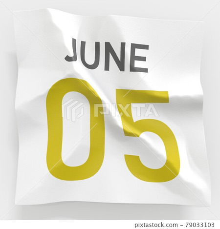 June 5 date on crumpled paper page of a calendar, 3d rendering June 5 date on crumpled paper page of a calendar, 3d rendering 79033103