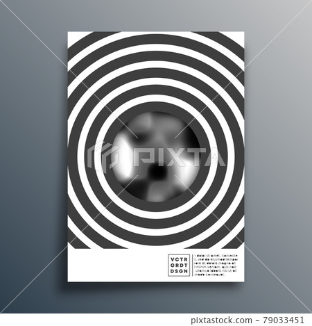 Radial circles with monochrome gradient design for flyer, poster, brochure cover, background, wallpaper, typography, or other printing products Vector illustration 79033451