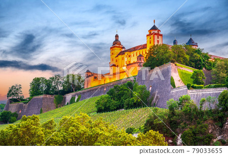 Wurzburg, Germany. Marienberg Fortress on sunset Wurzburg, Germany. Marienberg Fortress on sunset 79033655