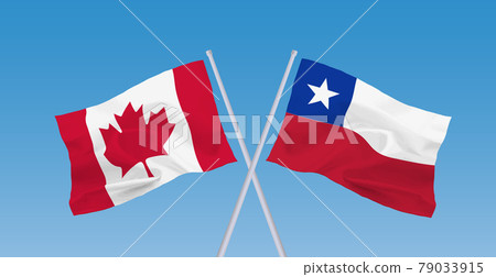 加拿大和智利共和國的旗幟 79033915