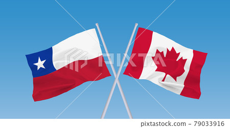 加拿大和智利共和國的旗幟 79033916