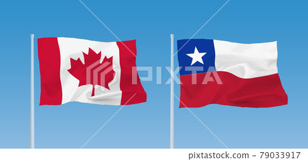 加拿大和智利共和國的旗幟 79033917