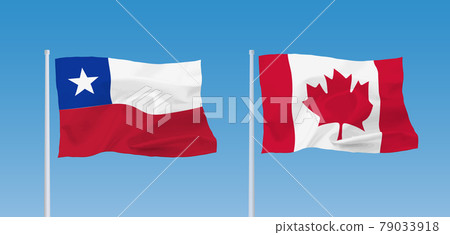 加拿大和智利共和國的旗幟 79033918