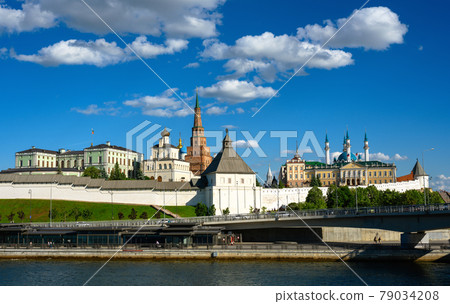 Panorama of Kazan Kremlin in summer, Tatarstan, Russia 79034208