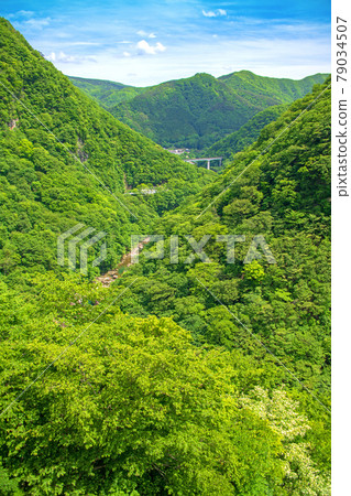View from the Kawaji Dam Dam Observatory Passage toward Kawaji Onsen Nikko City 79034507