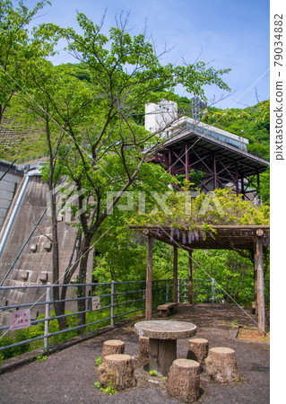 View from Kawaji Dam Dam Observatory Direction to Administration Building Nikko City 79034882