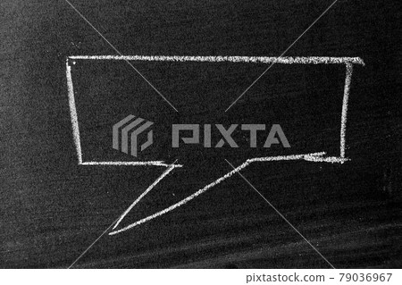 White color chalk hand drawing in square bubble speech shape with blank space on blackboard or chalkboard background White color chalk hand drawing in square bubble speech shape with blank space on blackboard or chalkboard background 79036967