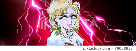 70 年代少女漫畫閃電背景金發女主人式美女白眼 79038932