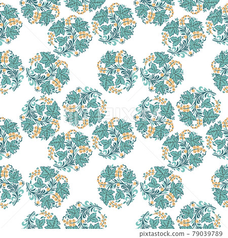 Vector illustration seamless pattern - garden flowers and plant leaves on white isolated background Vector illustration seamless pattern - garden flowers and plant leaves on white isolated background 79039789