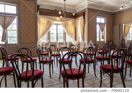 Inside the Jinpukaku, a white-walled Western-style building in spring, Tottori City, Tottori Prefecture 79040119