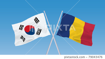 Korean and Romanian flags 79043476