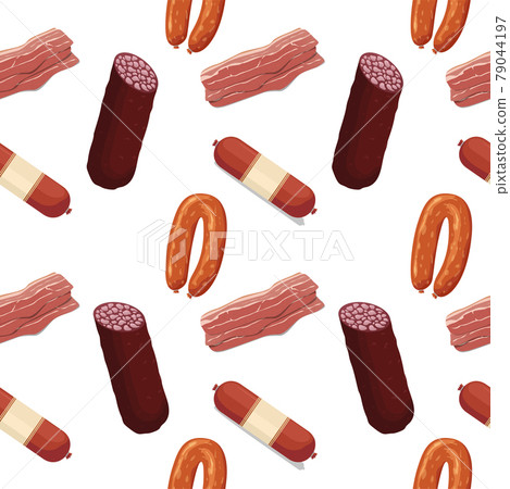 Vector meat and sausages icons pattern or back ill 79044197