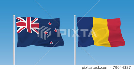 Flags of New Zealand and Romania 79044327