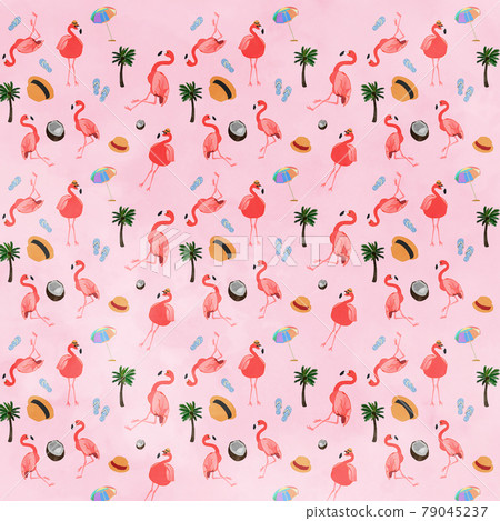 Summer image flamingo pattern pink Ver Summer image flamingo pattern pink Ver 79045237