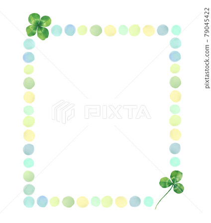 Watercolor polka dot and four-leaf clover frame 79045422