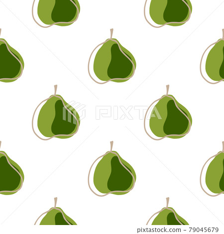 Isolated food seamless pattern with green abstract pear ornament. White background. Decorative shapes. Isolated food seamless pattern with green abstract pear ornament. White background. Decorative shapes. 79045679