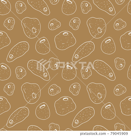 Monochrome seamless pattern with hand drawn white crystals on golden background. Monochrome seamless pattern with hand drawn white crystals on golden background. 79045909
