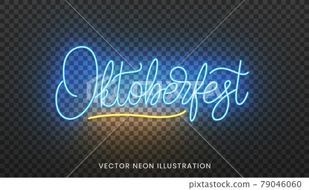 Oktoberfest lettering neon sign. Bright billboard with custom typography for Oktoberfest Oktoberfest lettering neon sign. Bright billboard with custom typography for Oktoberfest 79046060