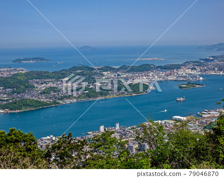 View of Kanmon Strait, Yamaguchi Hikoshima, and Iwaryu Island from the Kiku Peninsula Nature Trail View of Kanmon Strait, Yamaguchi Hikoshima, and Iwaryu Island from the Kiku Peninsula Nature Trail 79046870