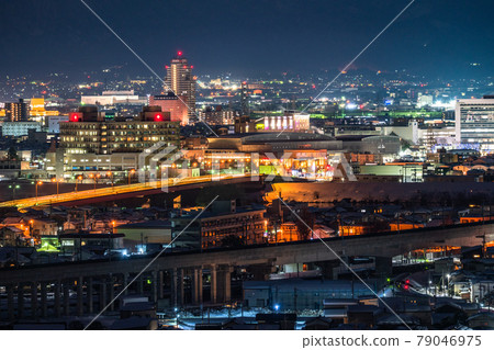 《富山縣》 富山市中心夜景，吳羽山展望台 79046975