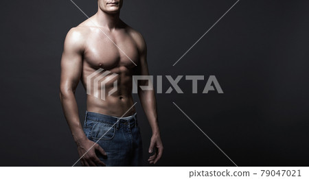 Topless sexy man in jeans. body-builder Boy Topless sexy man in jeans. body-builder Boy 79047021