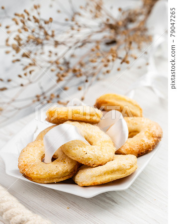 Group of Butter Biscuits Round Shape, Shortbread Group of Butter Biscuits Round Shape, Shortbread 79047265