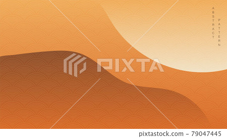 Abstract art background with curve elements vector. Natural landscape banner design with Japanese pattern in vintage style. Abstract art background with curve elements vector. Natural landscape banner design with Japanese pattern in vintage style. 79047445