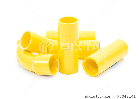 Water pipes joints pipes PVC on a white background. Water pipes joints pipes PVC on a white background. 79048141