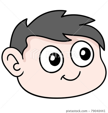 the head of the boy with chubby cheeks is fat and cute, doodle icon drawing 79048441