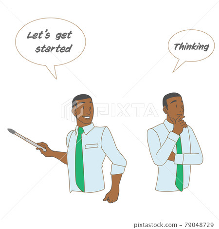 Material of a black teacher with a pointer 79048729