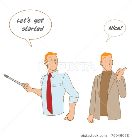 Material of a white teacher with a pointer 79049058