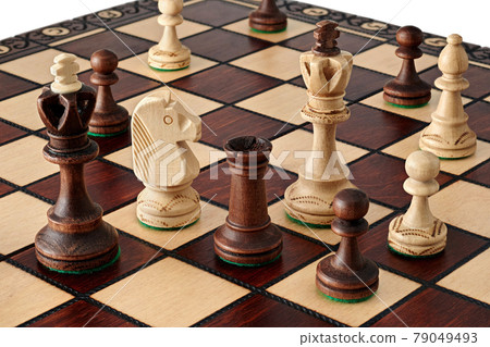 Chess. chessboard with figures made of wood 79049493