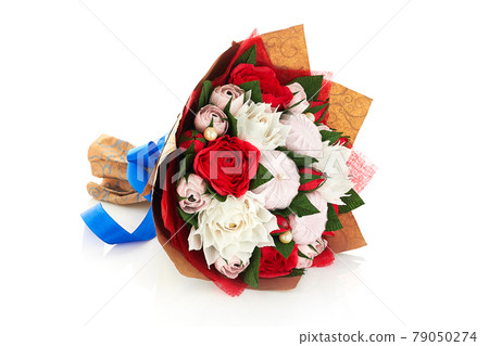 Paper Tulips on white background isolated 79050274