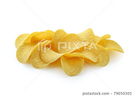 large potato chips on white background isolated large potato chips on white background isolated 79050305