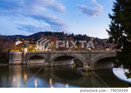 River Po and Umberto Bridge in Turin, Italy at dusk River Po and Umberto Bridge in Turin, Italy at dusk 79050499