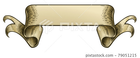 Scroll Vintage Woodcut Banner Paper Ribbon Drawing Scroll Vintage Woodcut Banner Paper Ribbon Drawing 79051215