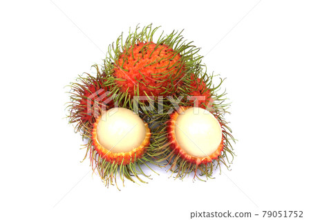 Rambutan, a popular fruit in Thailand, has a sweet taste, isolated on a white background. 79051752