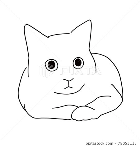 Line drawing illustration of a cat sitting in an incense box Line drawing illustration of a cat sitting in an incense box 79053113