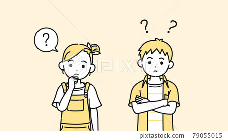 Illustrations of boys and girls thinking? Children, elementary school students, lower grades Illustrations of boys and girls thinking? Children, elementary school students, lower grades 79055015