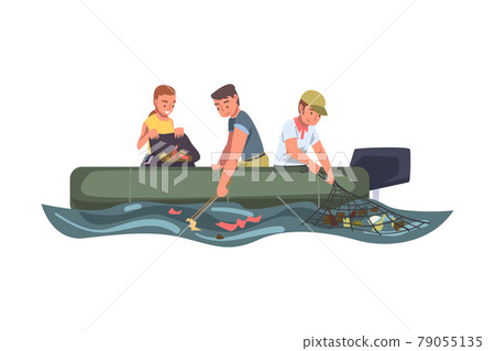 Volunteers in Boat Collecting Trash, People Cleaning Sea, River or Lake from Garbage, Ecology Protection Concept Cartoon Vector Illustration Volunteers in Boat Collecting Trash, People Cleaning Sea, River or Lake from Garbage, Ecology Protection Concept Cartoon Vector Illustration 79055135