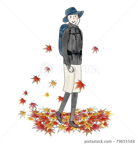 Men climbing mountains Autumn leaves 79055588