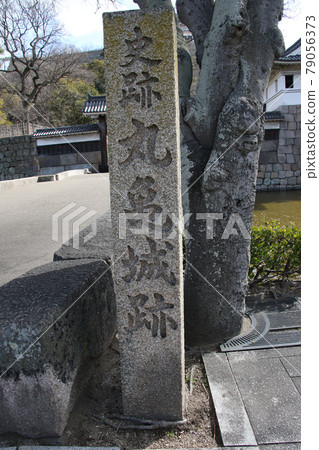 A stone monument showing the ruins of Marugame Castle, a historic site in Marugame City, Kagawa Prefecture, is up. A stone monument showing the ruins of Marugame Castle, a historic site in Marugame City, Kagawa Prefecture, is up. 79056373