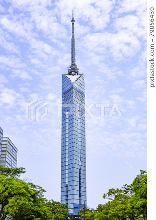 Beautiful Fukuoka Tower seen from Sazae Street Beautiful Fukuoka Tower seen from Sazae Street 79056430