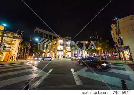 Rodeo Drive by night. Stock Photo